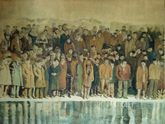 La orilla de Azerbayán, 1990. Acrílico/lienzo 175 x 229 cm La orilla de Azerbayán, 1990. Acrílico/lienzo 175 x 229 cm