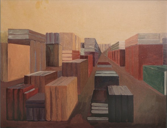 El paraiso sobre los tejados, 1990. Acrílico 130 x 162 cm El paraiso sobre los tejados, 1990. Acrílico 130 x 162 cm
