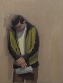 Hombre con papel, 2008 &Oacute;leo 81 x 60 cm