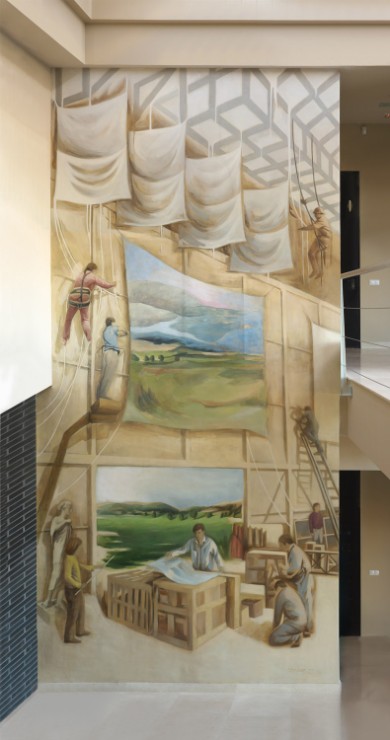 Mural La Nave, vista del hall. Fotograf&iacute;a de Claudio, sobre cart&oacute;n pluma. 100 x 71 cm